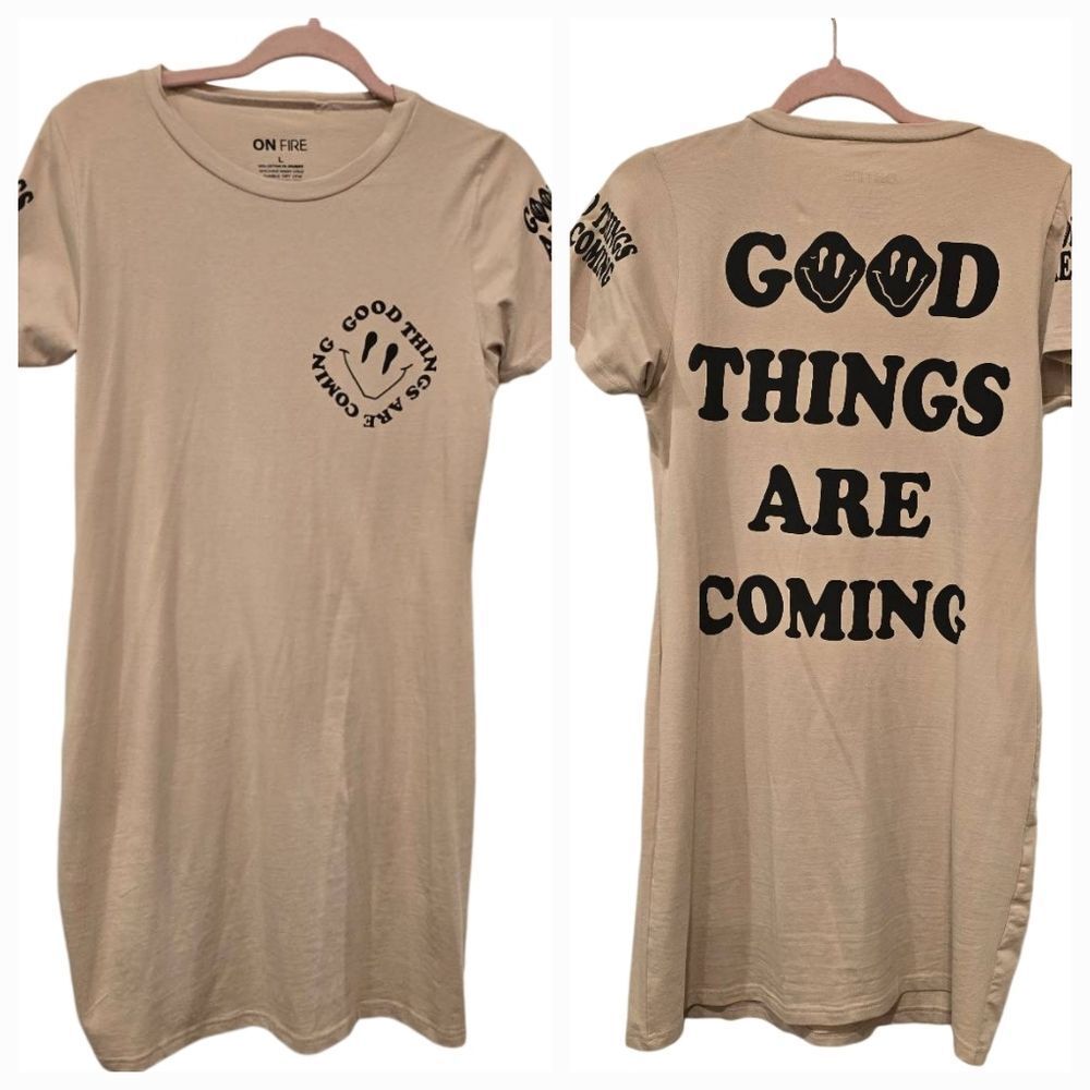 On Fire, "Good Things Are Coming" Smiley Facelⁿ Bodycon Mini Dress